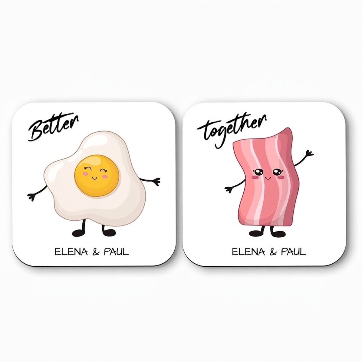Lot de 2 sous-verres personnalisés avec un texte - Better Together
