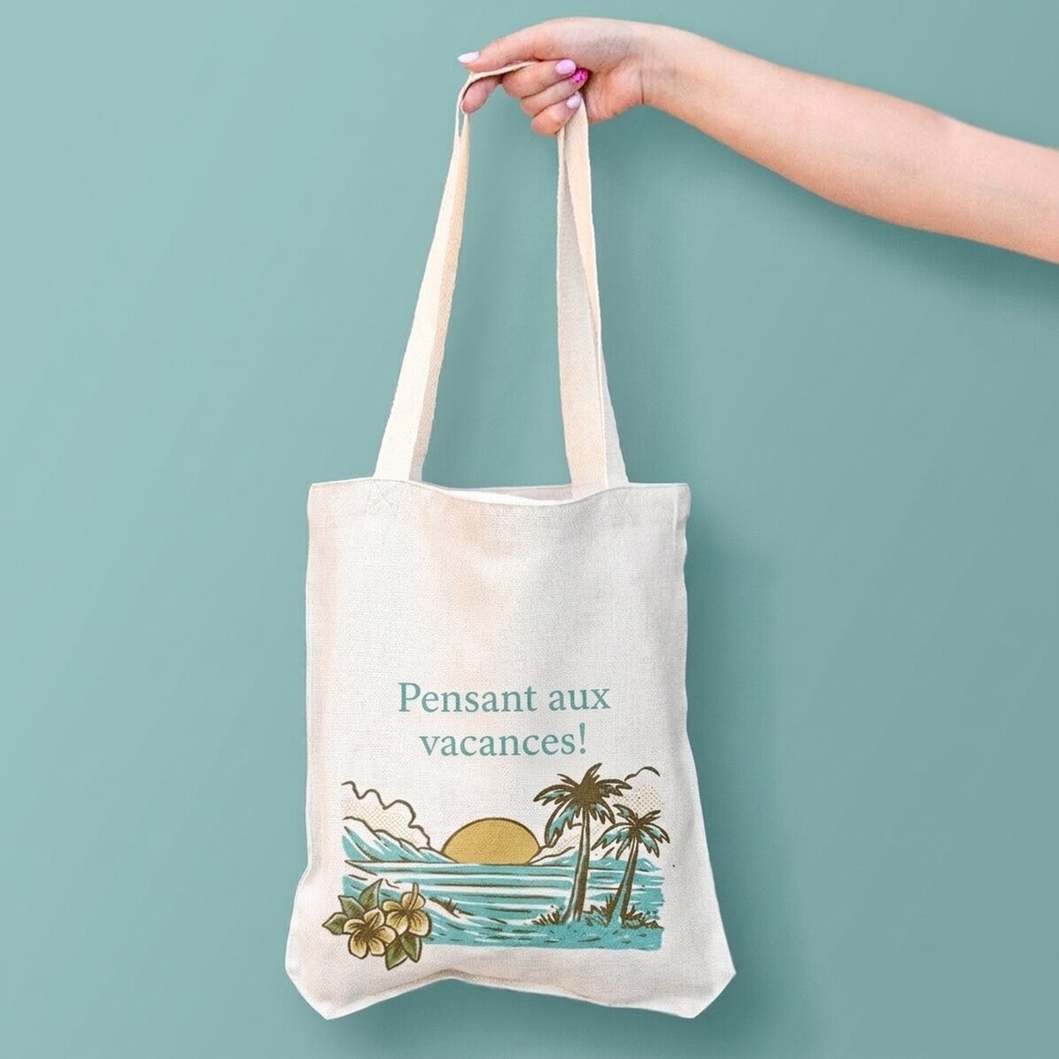 Sac personnalisé avec inscription - En pensant aux vacances