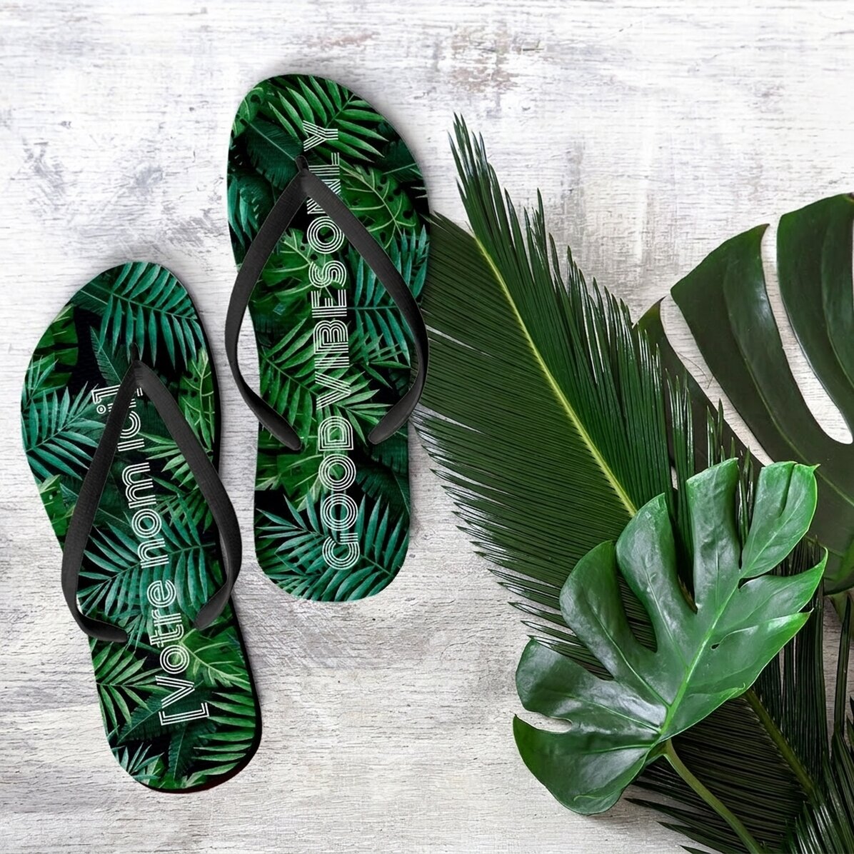 Tongs personnalisées avec un prénom - Folliage
