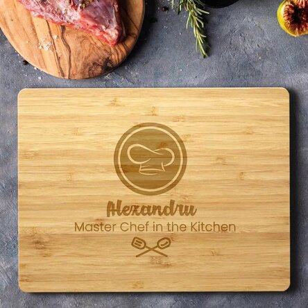Personalised chopping board with text - MasterChef in the kitchen