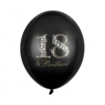 Lot de 6 ballons d'anniversaire « Majorat » - 18 & Brilliant