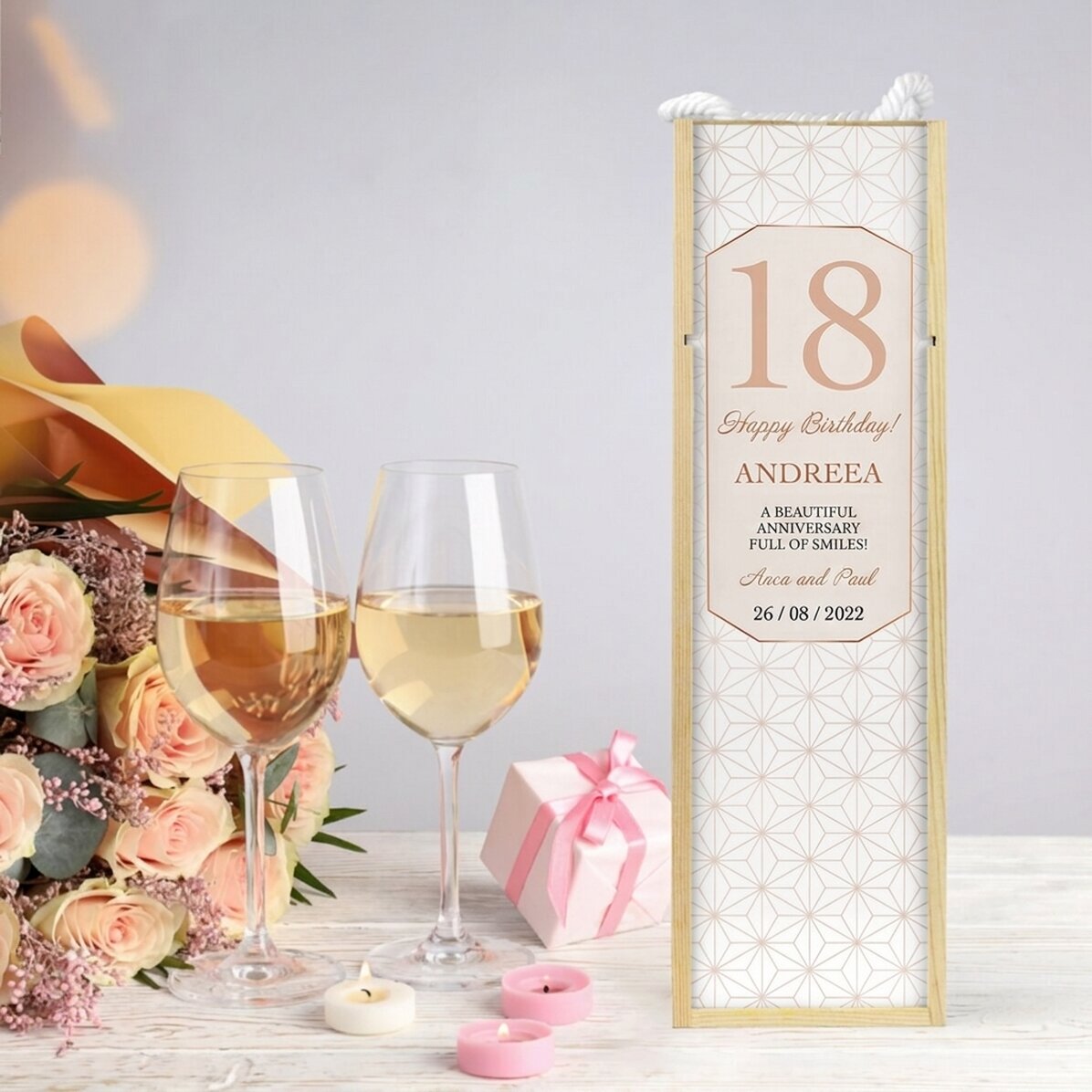 Coffret de vin personnalisé avec inscription - Anniversaire