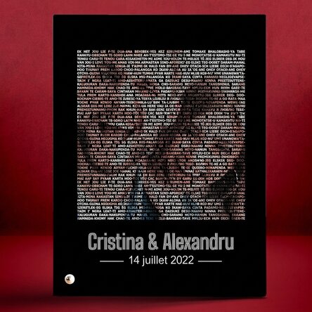 Cadre photo de bureau personnalisé avec une photo et un texte - Je t'aime en 100 langues