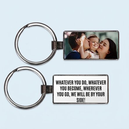 Porte-clés personnalisé avec une photo et un message