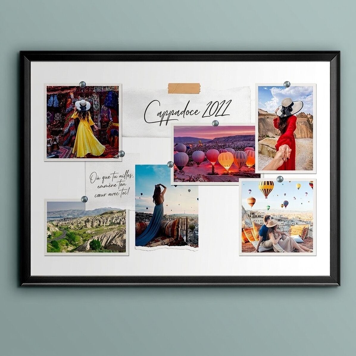 Tableau paysage personnalisé avec 6 photos et un texte - Vos vacances
