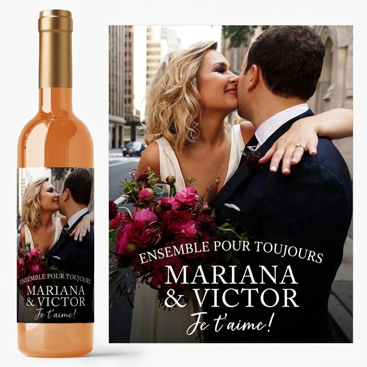 Vin personnalisé avec texte et photo - Moments précieux