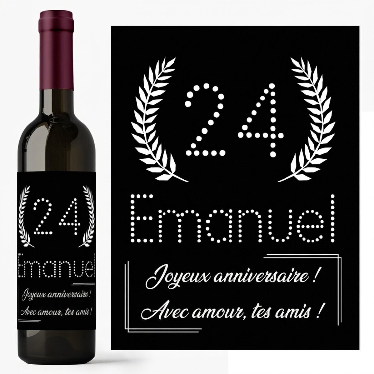Vin personnalisé avec un message d