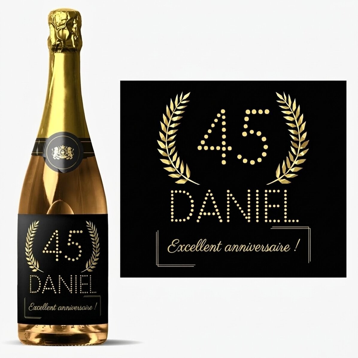 Vin mousseux personnalisé avec un message pour un anniversaire - Gold