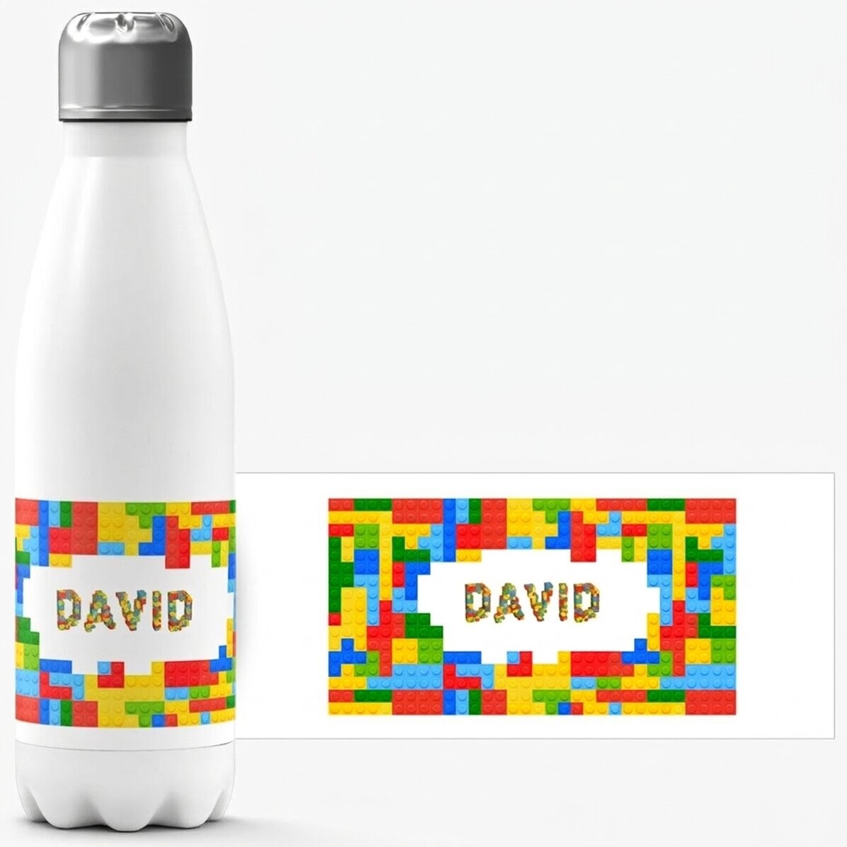 Thermos à base blanche personnalisé avec un prénom - Lego