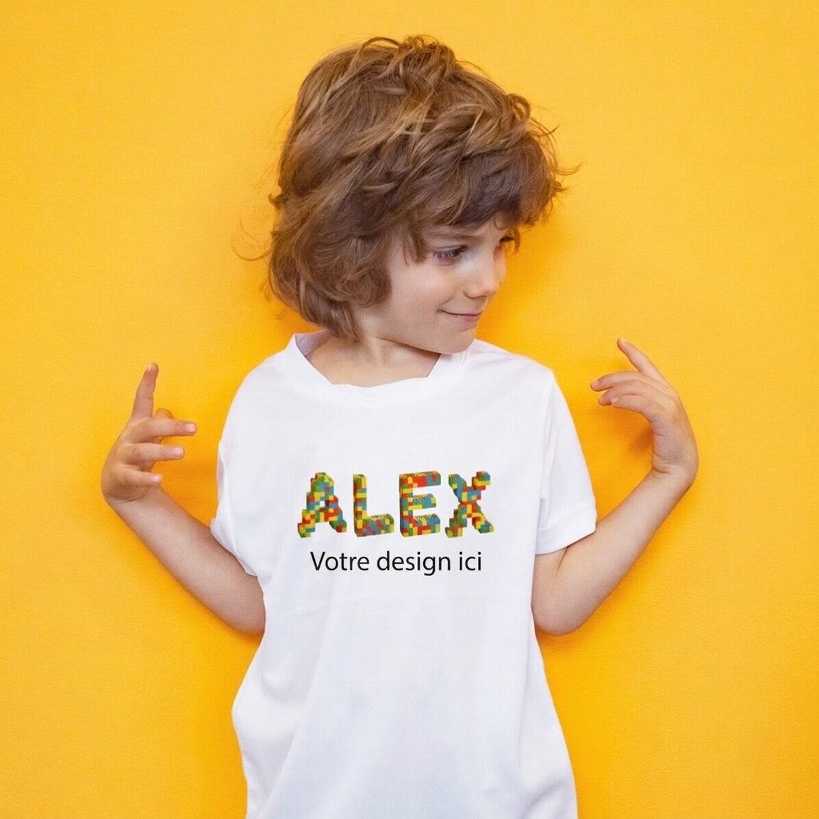 T-shirt de sport pour enfants personnalisé avec un prénom - Lego