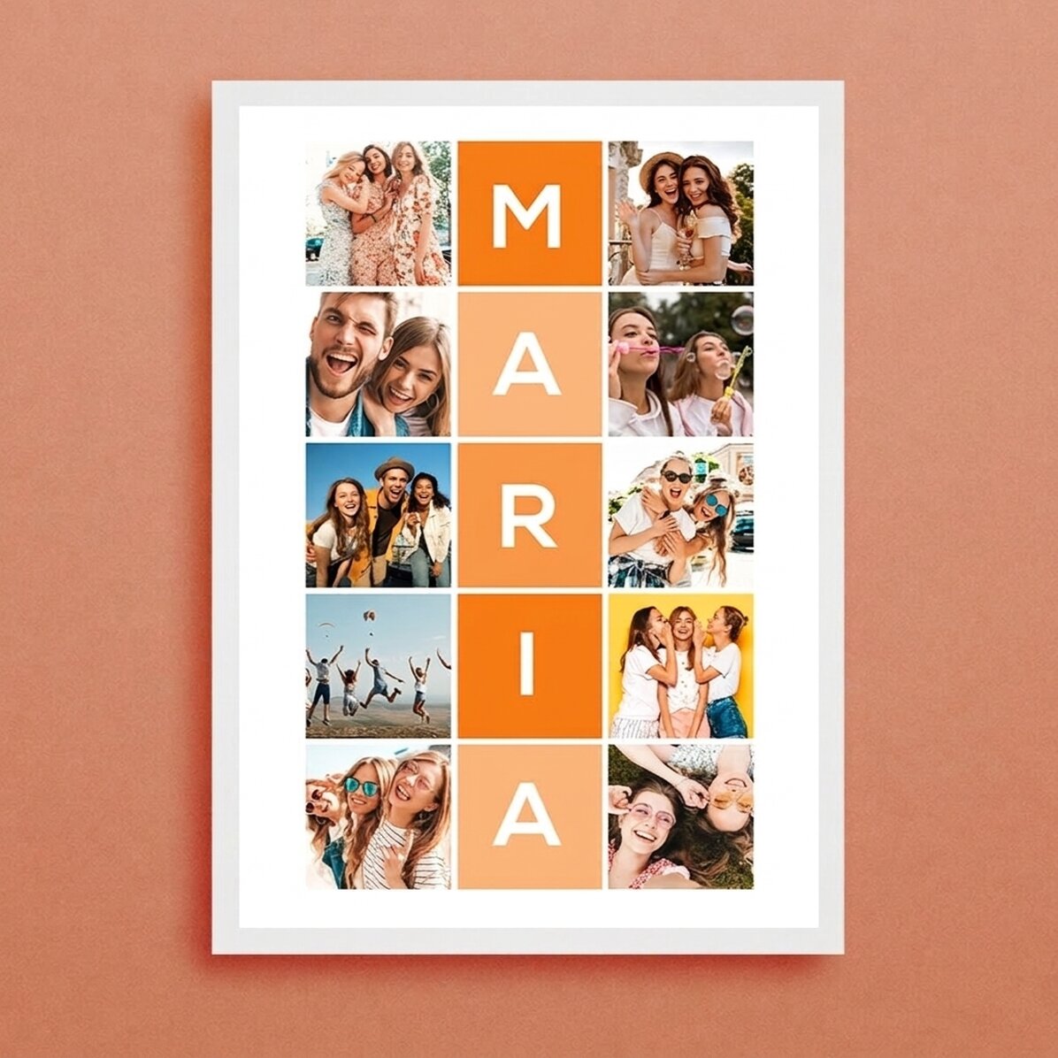 Tableau personnalisé avec 10 photos et un prénom de 5 lettres
