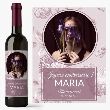 Vin personnalisé avec une photo et un message - Fête