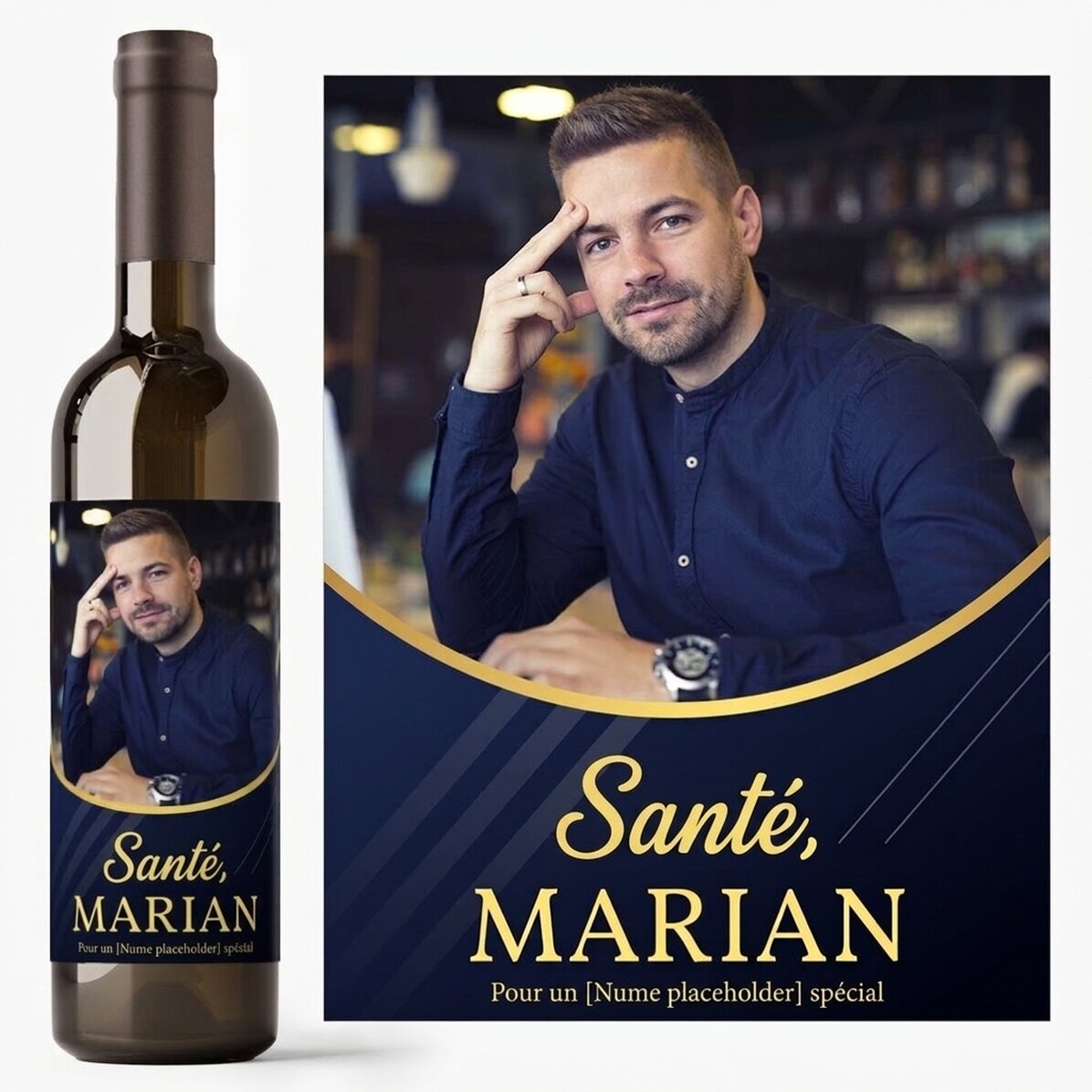 Vin personnalisé avec une photo et un message - Pour lui