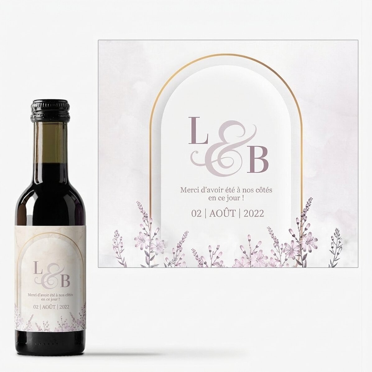 Mini-bouteille de vin personnalisée avec un message - Cadeau de mariage