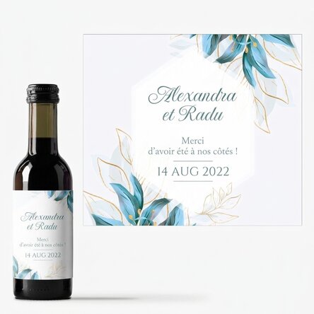 Mini-bouteille de vin personnalisée avec un message - Merci