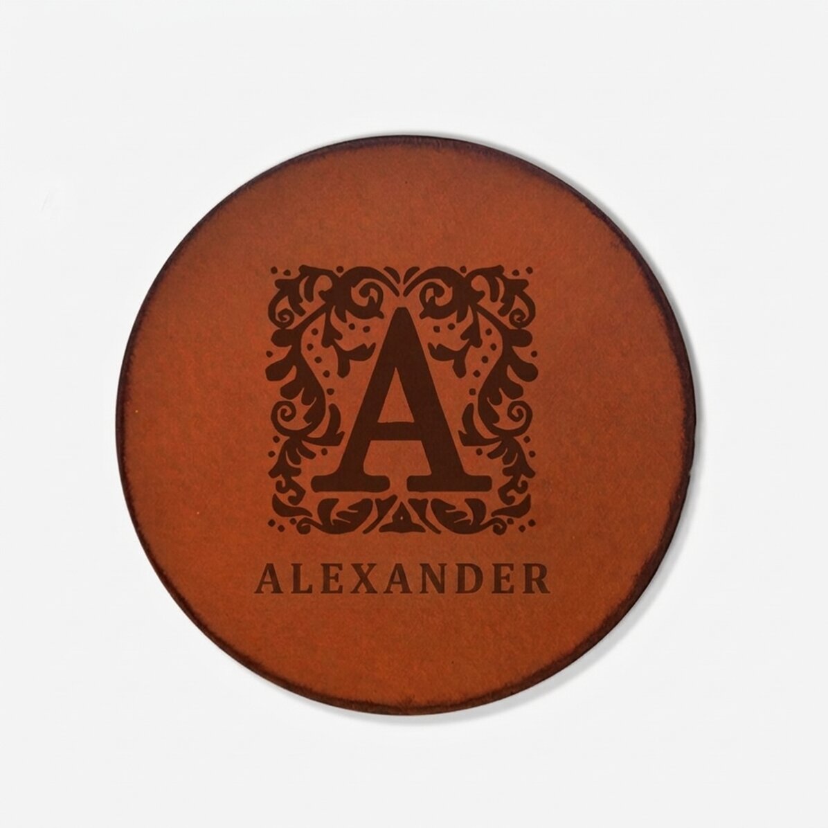 Porte-verre en cuir personnalisé avec monogramme et prénom