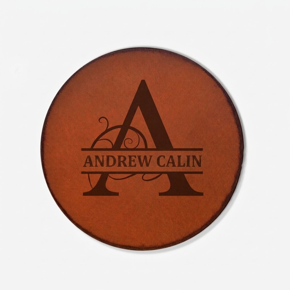Porte-verre en cuir personnalisé avec monogramme et texte