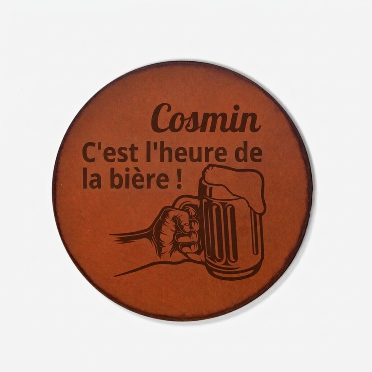 Porte-verre en cuir personnalisé avec l