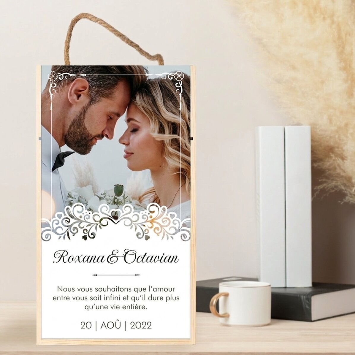 Coffret à vin pour 2 bouteilles, personnalisé avec une photo et un message - Anniversaire de mariage