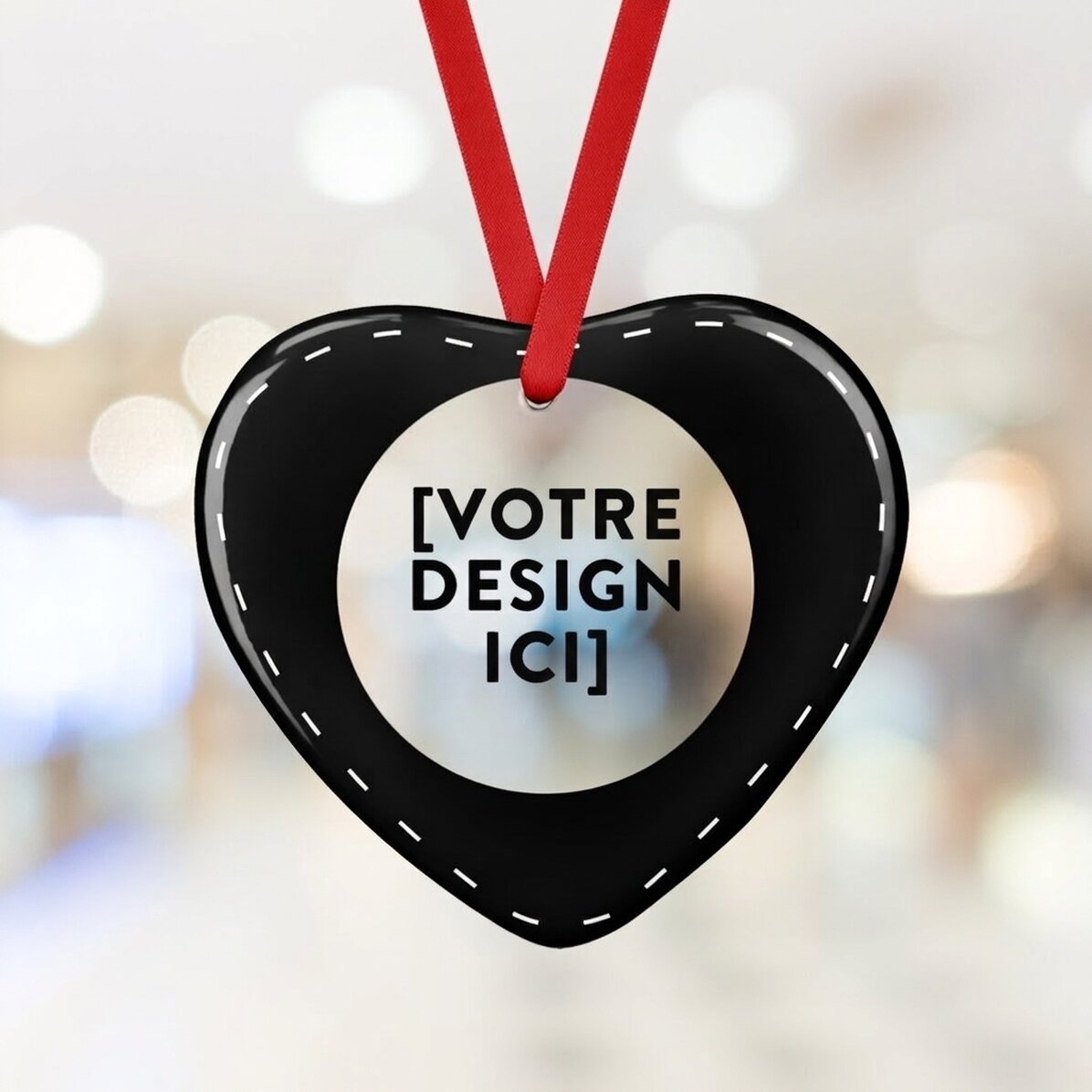 Décoration en verre en forme de cœur personnalisée avec votre motif