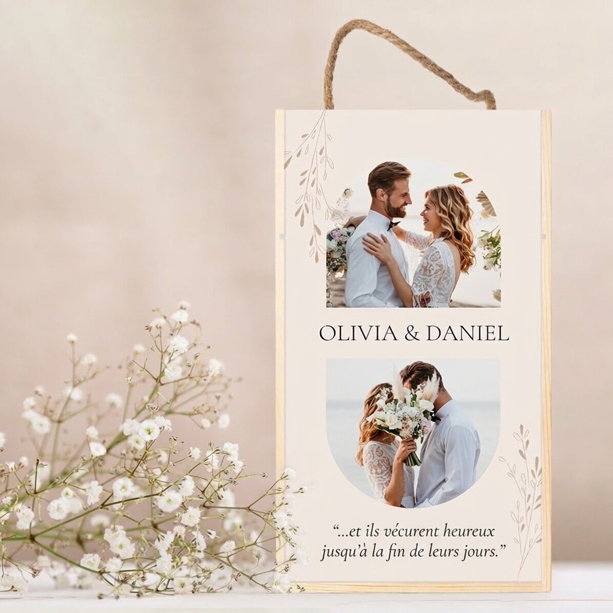 Coffret à vin pour 2 bouteilles, personnalisé avec 2 photos et un message - Moments