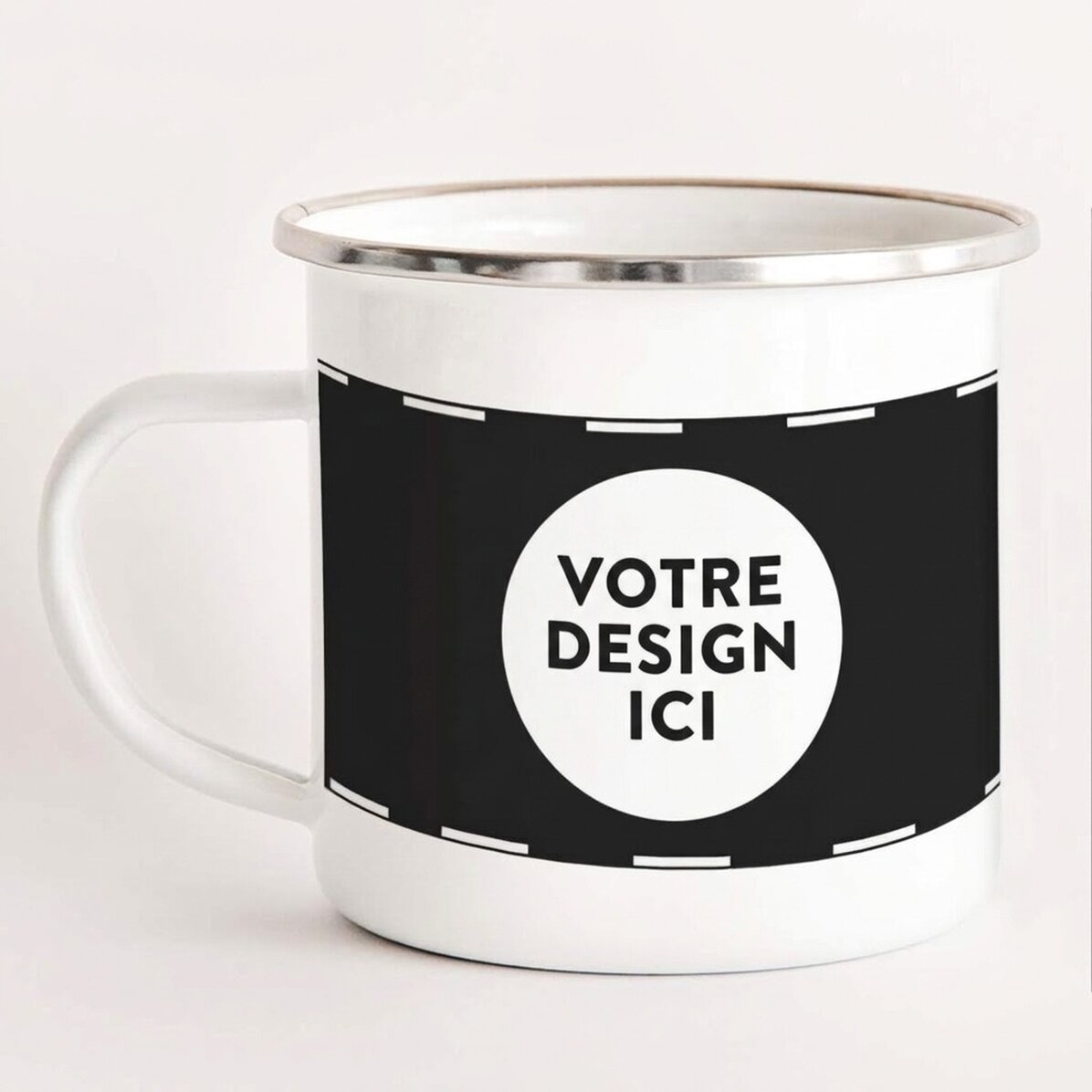 Tasse métallique émaillée personnalisée avec votre motif