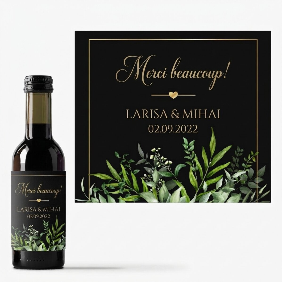 Mini-bouteille de vin personnalisée avec un message - Remerciements