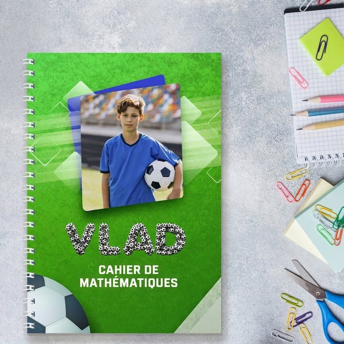 Carnet personnalisé avec une photo et un texte - Football