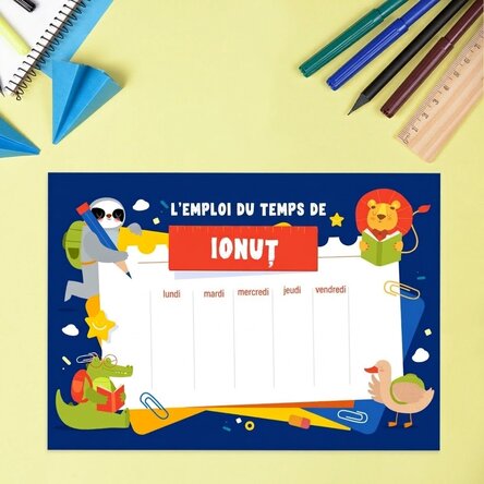 Emploi du temps personnalisé avec texte - Animaux