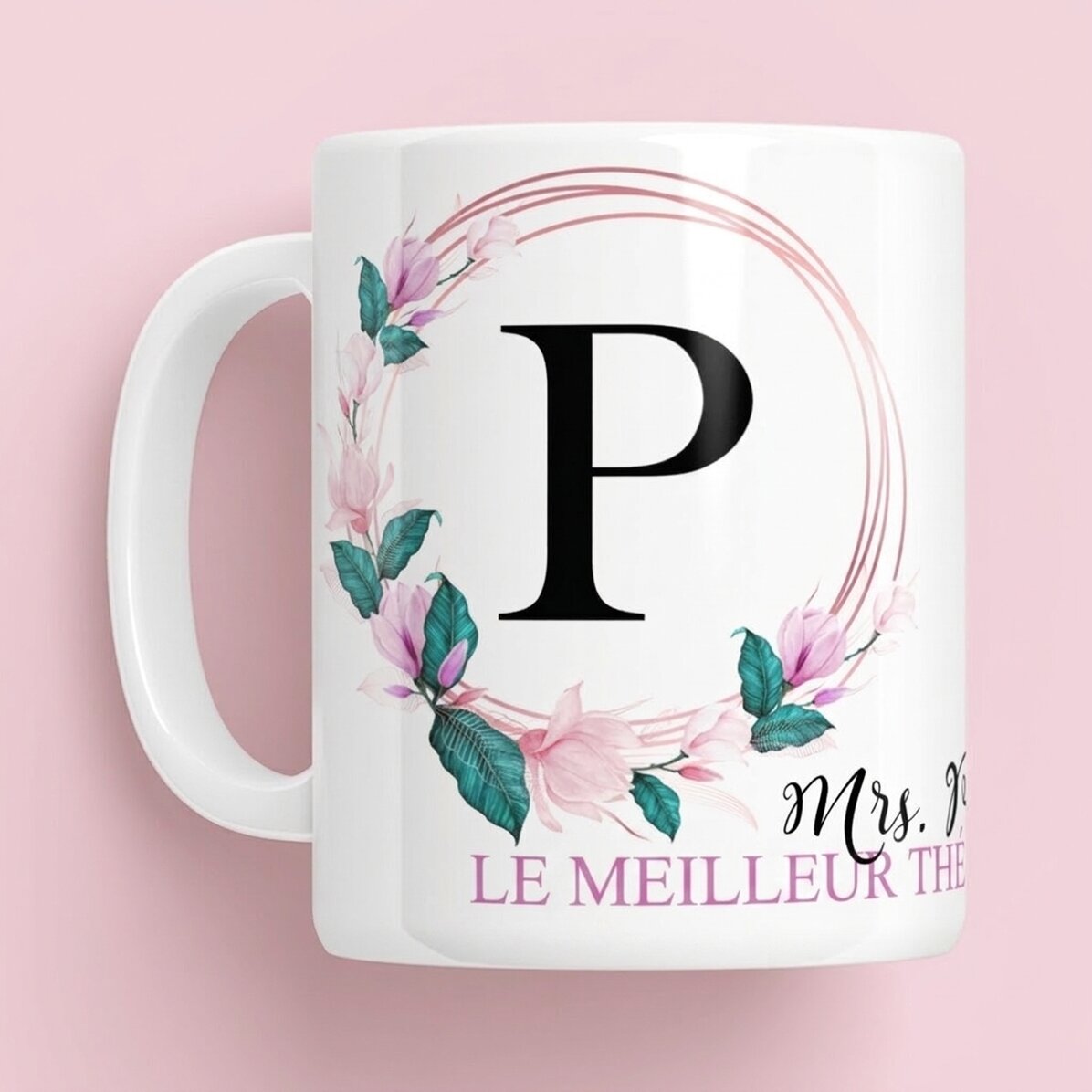 Tasse personnalisée avec une initiale et un prénom pour les enseignants
