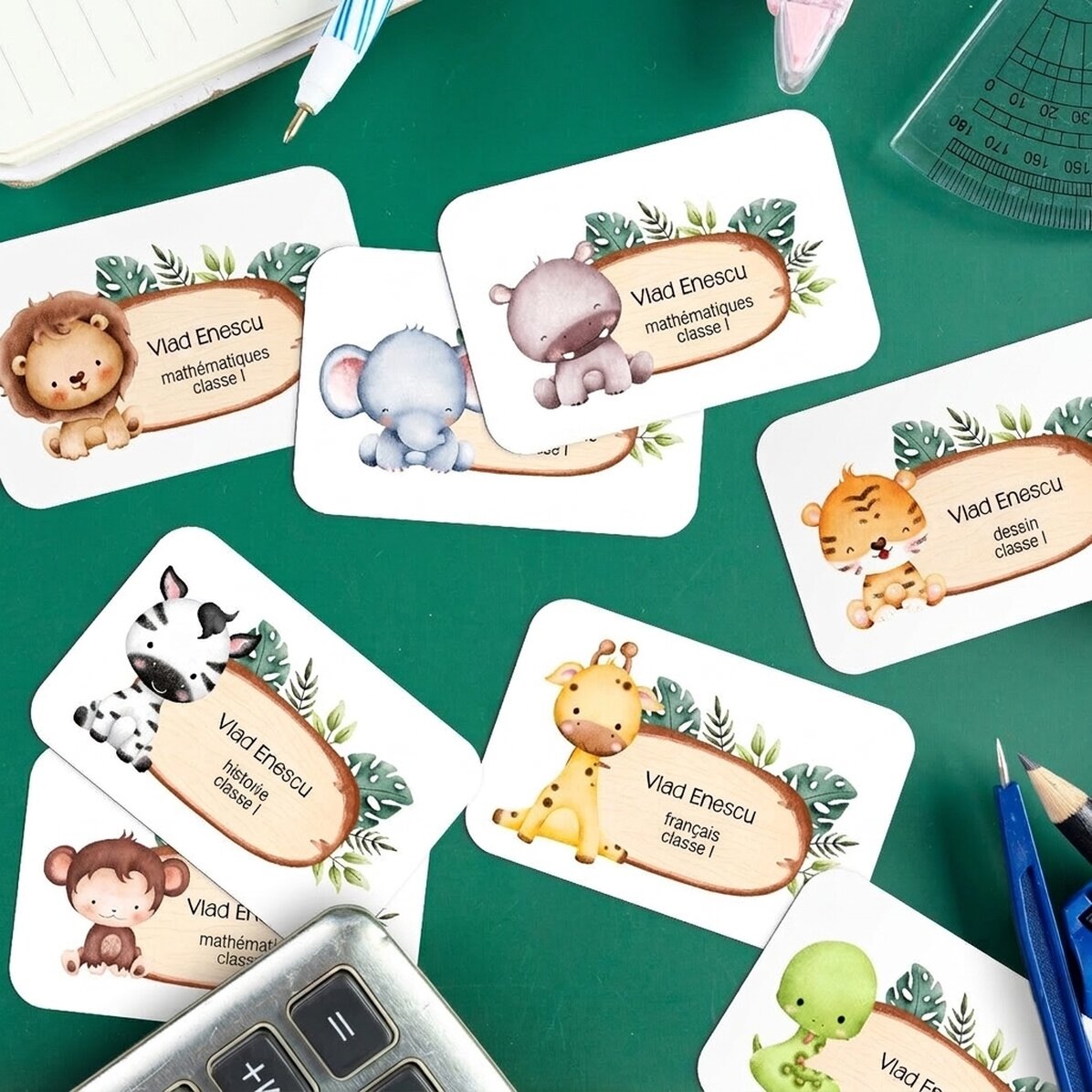 Lot de 8 autocollants (étiquettes adhésives) personnalisés pour l