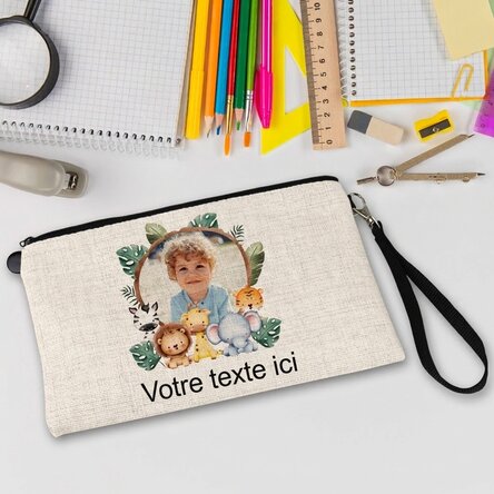 Trousse d'école personnalisée avec photo et texte - Animaux