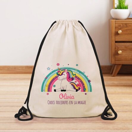Sac à dos personnalisé avec inscription - Arc-en-ciel
