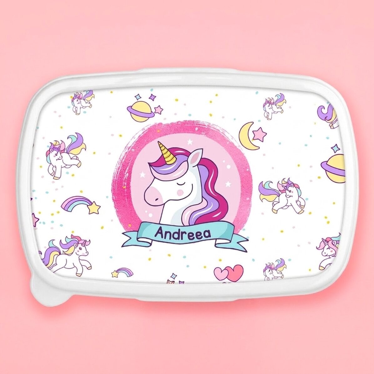 Boîte à repas, barquette personnalisée avec prénom - Licorne