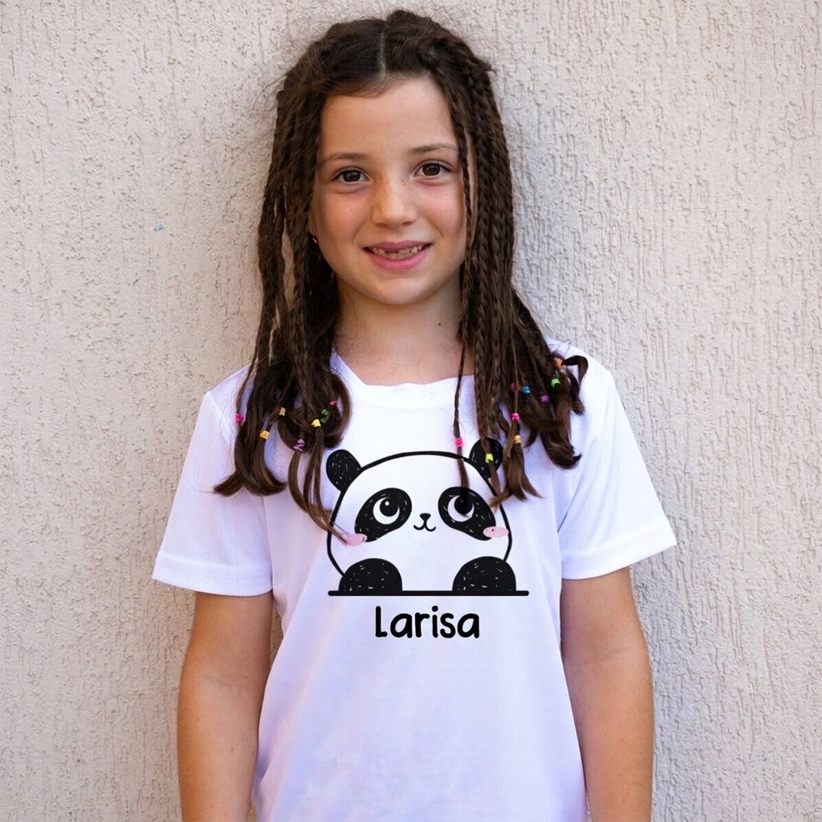T-shirt de sport pour enfants personnalisé avec un prénom - Petit ours panda
