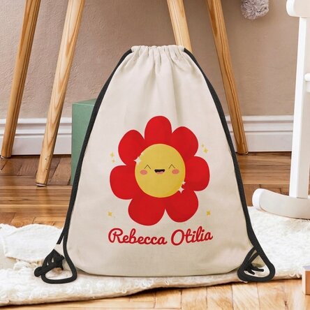 Sac à dos personnalisé avec prénom - Modèle « fleur colorée »