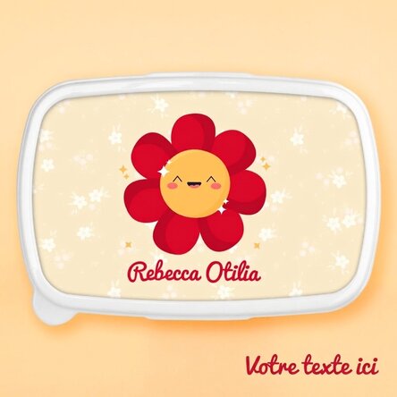Boîte à repas, boîte à repas personnalisée avec prénom - Modèle « fleur colorée »