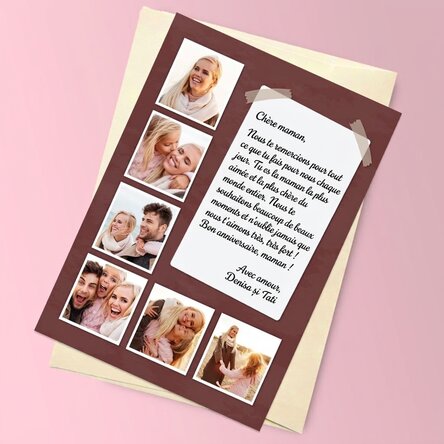 Carte de vœux magnétique personnalisée avec 6 photos et un long message