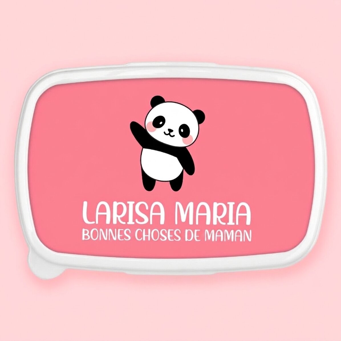 Boîte à repas, caserola personnalisée avec un texte et un fond coloré - Panda