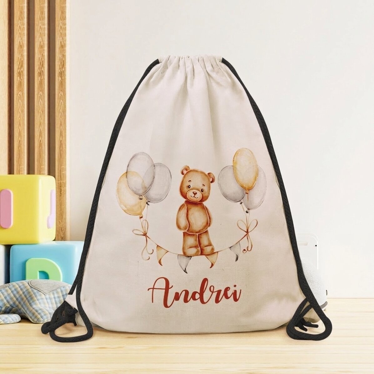 Sac à dos personnalisé avec prénom pour garçons - Ours en peluche