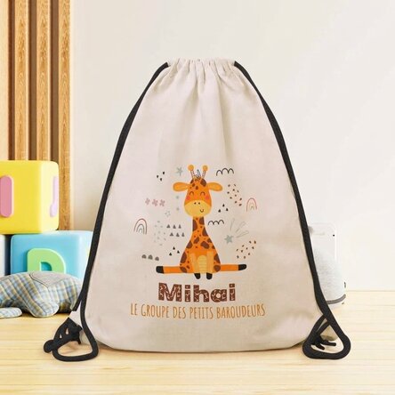 Sac à dos personnalisé avec prénom - Girafe