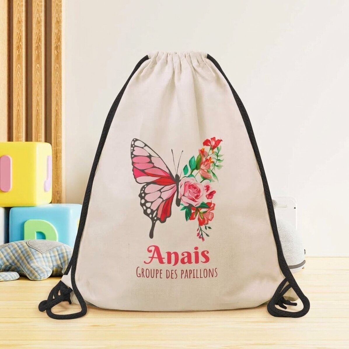 Sac à dos personnalisé avec inscription - Papillon coloré