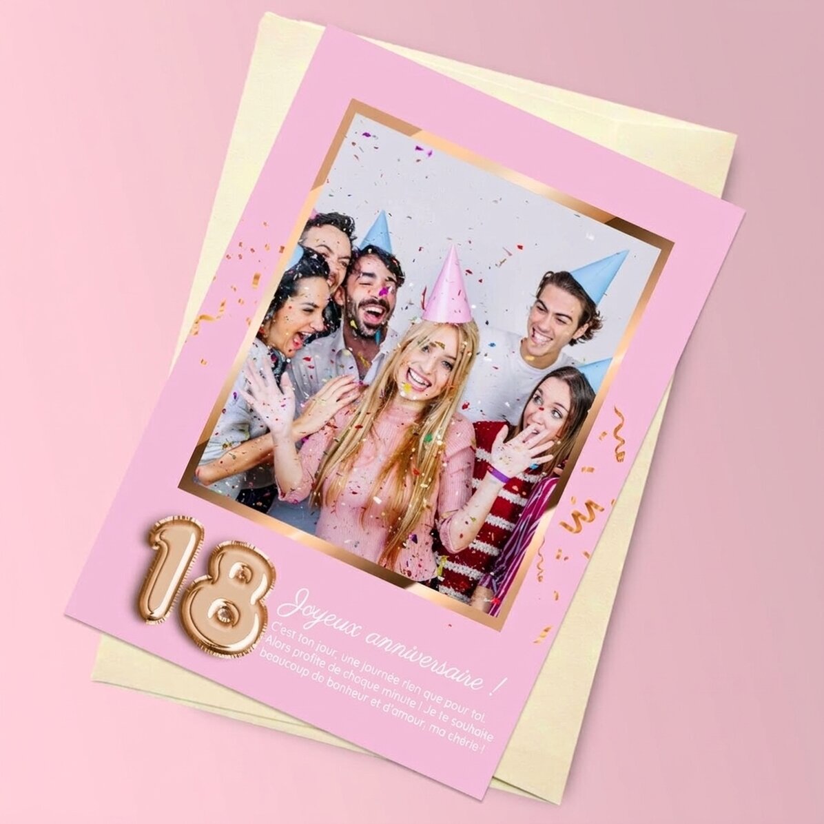Carte de vœux magnétique personnalisée avec une photo, un numéro et un message pour un anniversaire