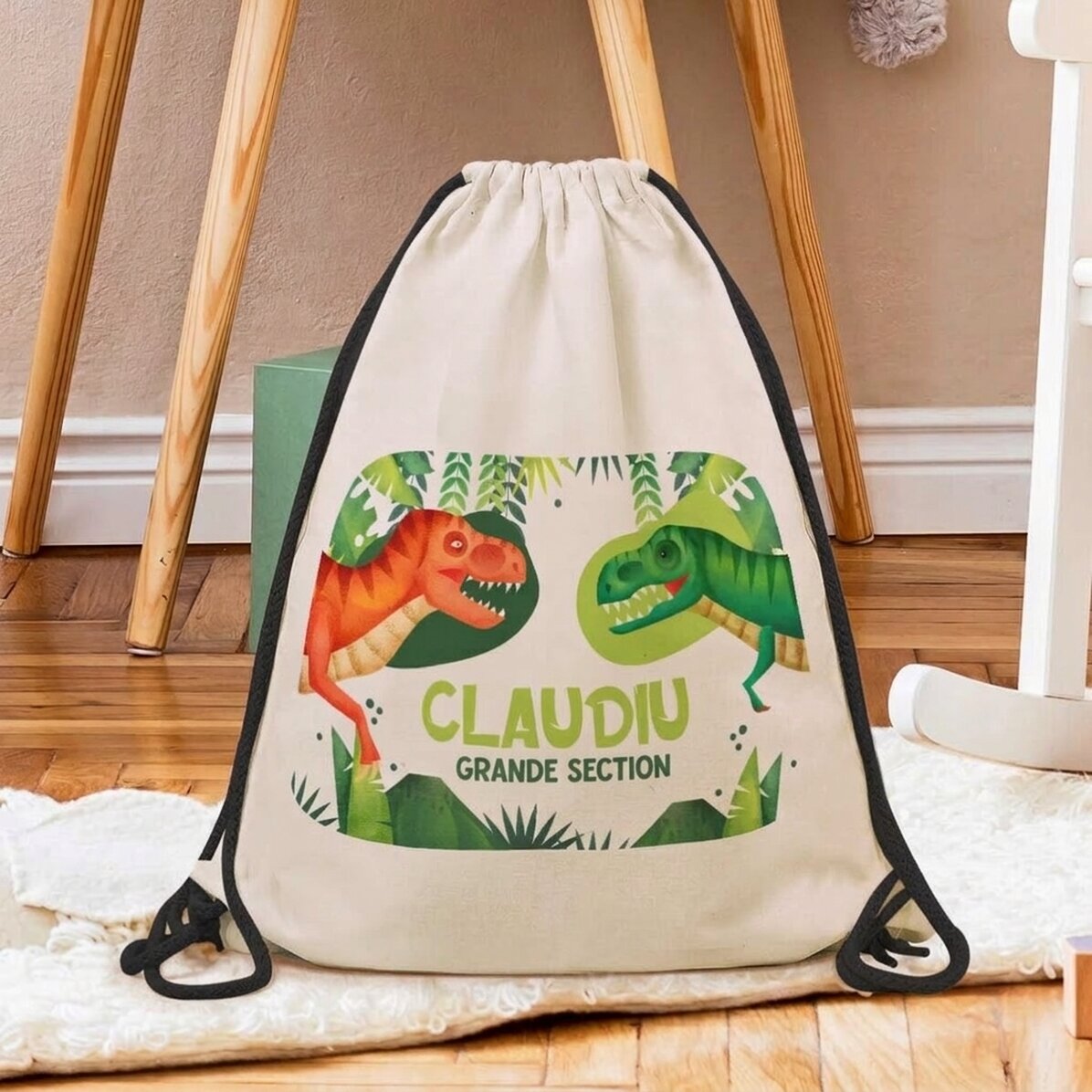 Sac à dos personnalisé avec inscription - Dinosaure T-Rex