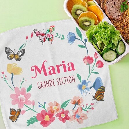 Serviette personnalisée avec texte - Papillons colorés