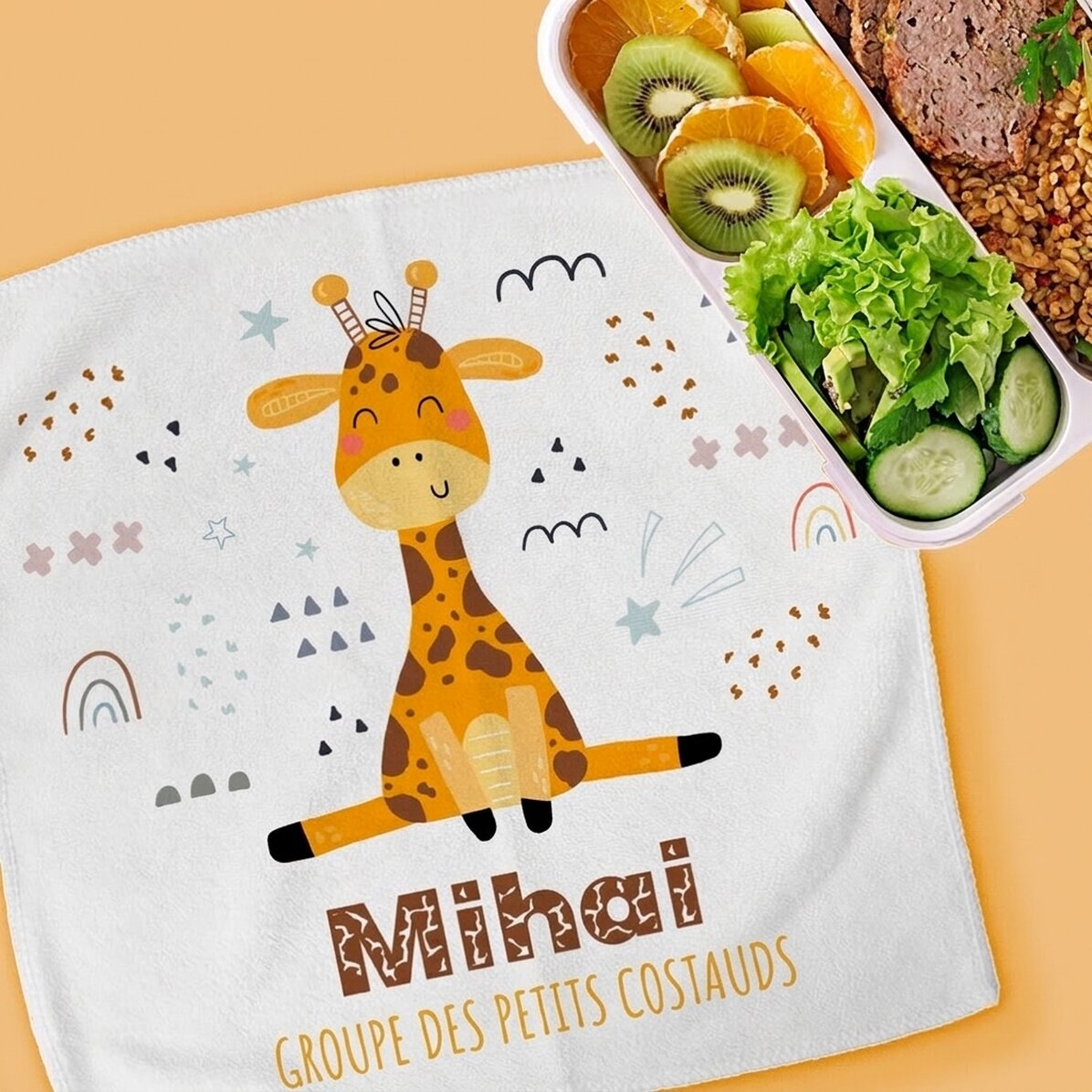 Serviette personnalisée avec inscription - Girafe