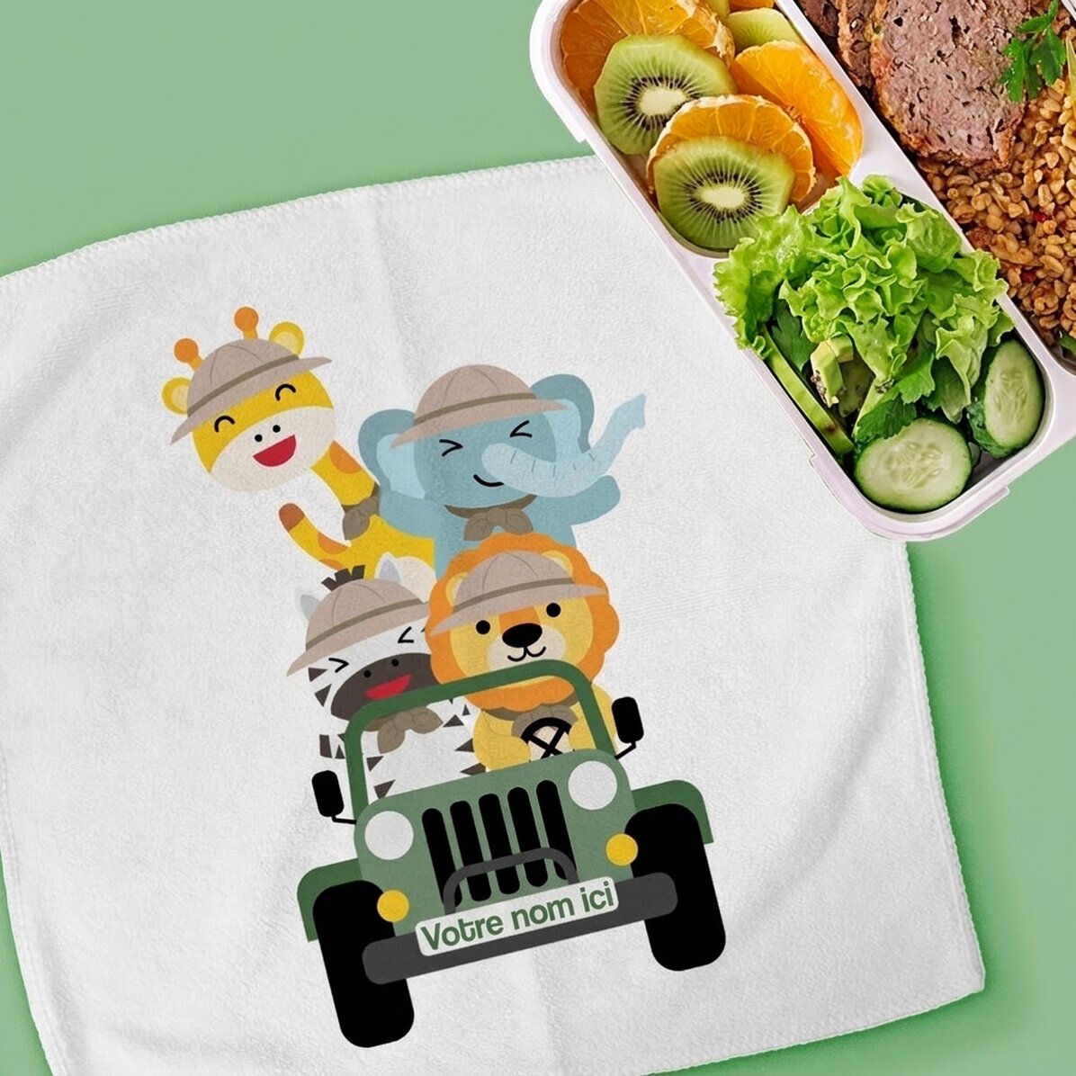 Serviette personnalisée avec texte - Safari