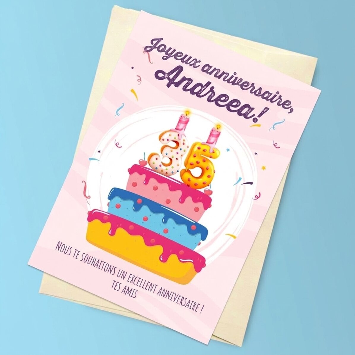 Carte de vœux magnétique personnalisée avec texte et numéro - Gâteau d