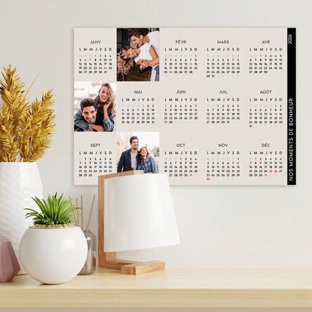 Affiche-calendrier personnalisée avec 3 photos et un texte