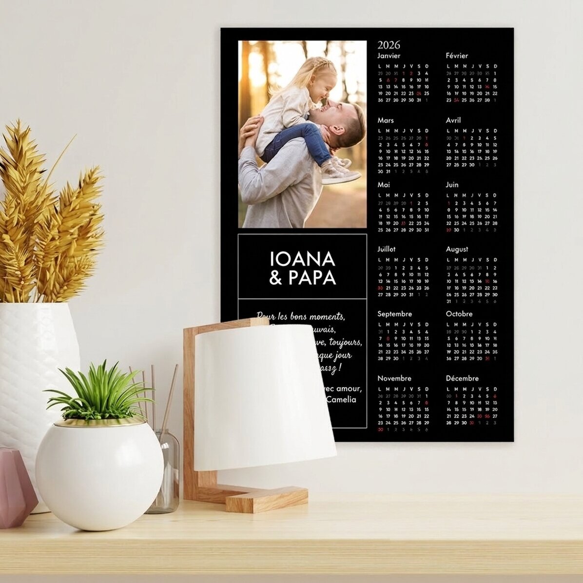 Affiche-calendrier personnalisée avec une photo et un message